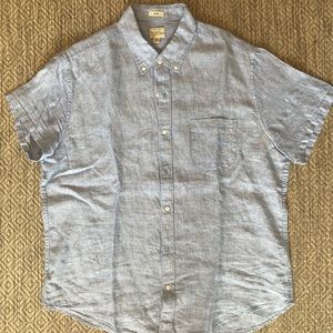 XL J.Crew Short Sleeve Irish Linen Button Down Shirt